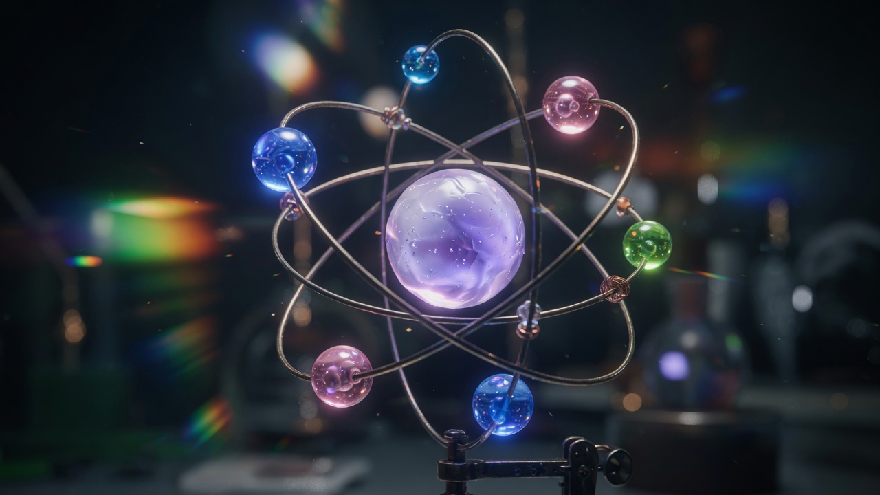 A decorative glass atom model