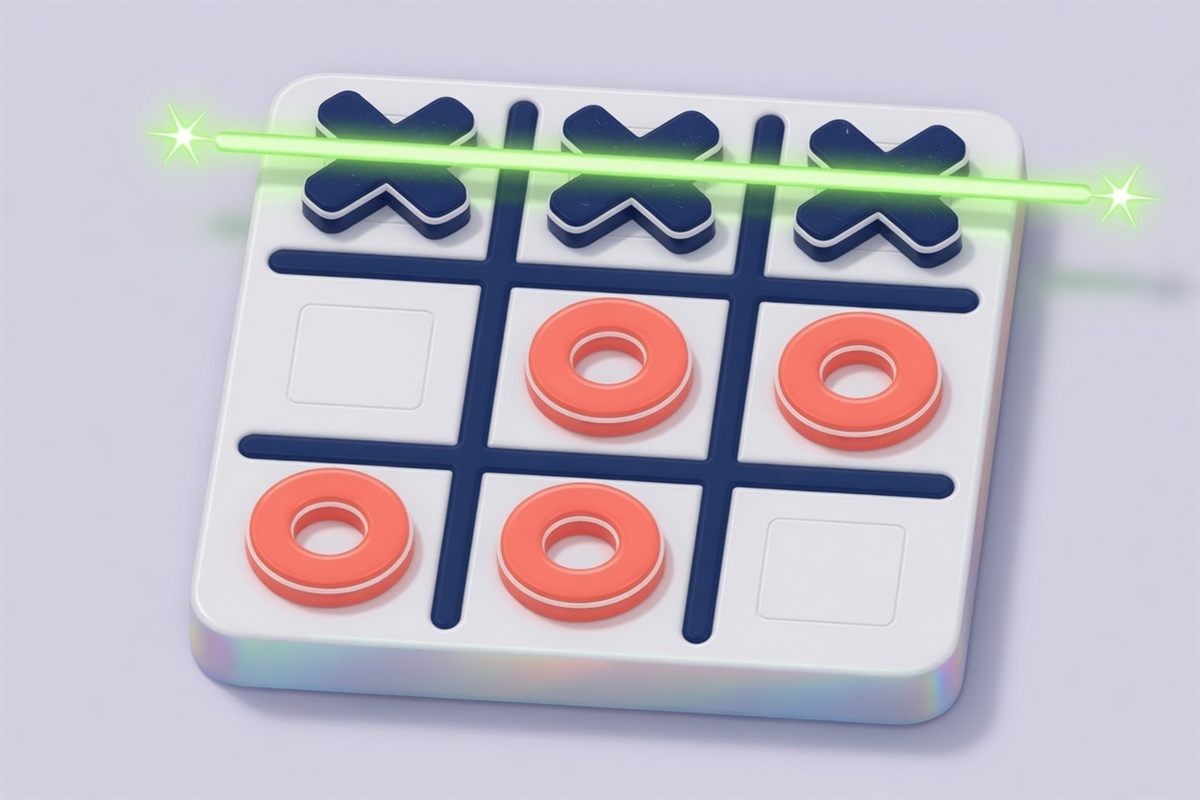A tic-tac-toe board with three X marks in a row